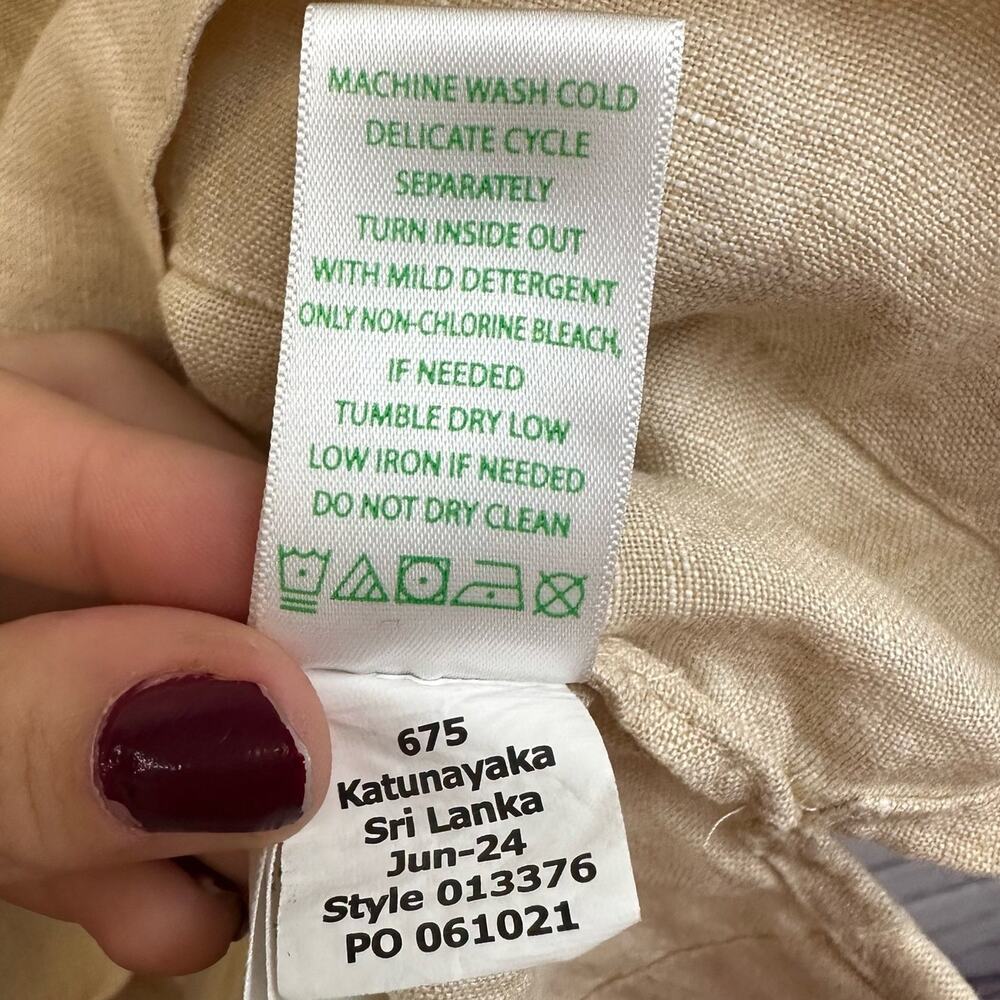 Lilly Pulitzer Mialeigh Beige Tan 100% Linen Top 3/4 Sleeve Size 8 *FLAW* - Picture 7 of 8